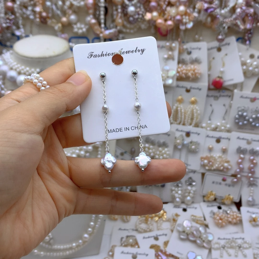 合金淡水珍珠耳饰