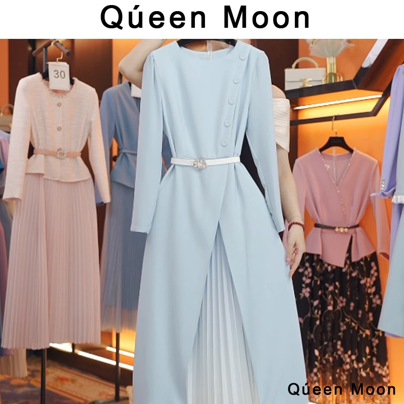 编码14【QúeenMoon】经典轻奢百搭气质连衣裙拼接长裙 (定制女装)