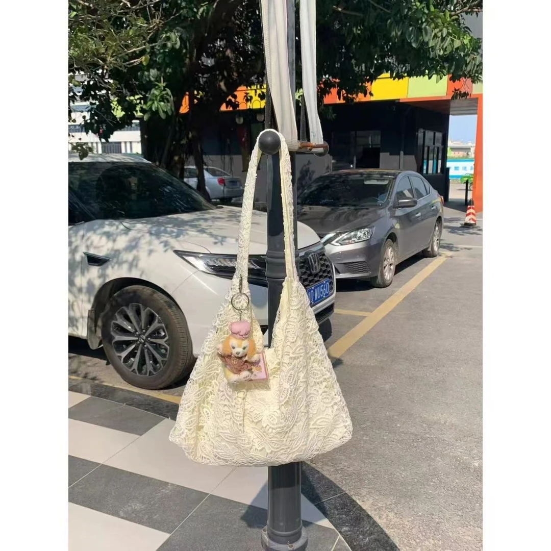 赵露思同款水溶蕾丝托特包夏日温柔仙女大容量单肩包田园风手提包