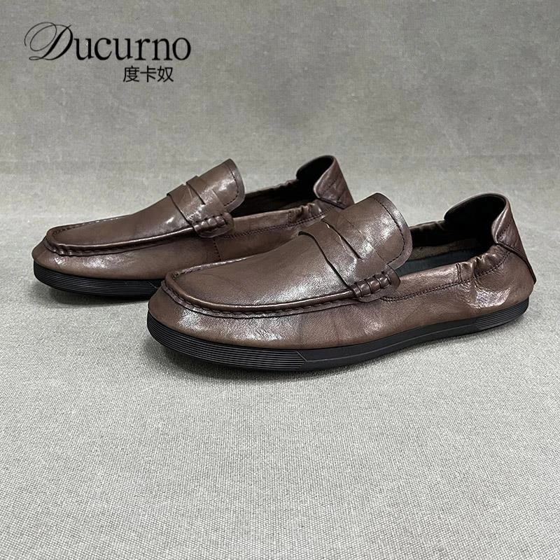 豆豆鞋男夏季薄款软底透气潮鞋商务潮流一脚蹬懒人男士行政通勤鞋