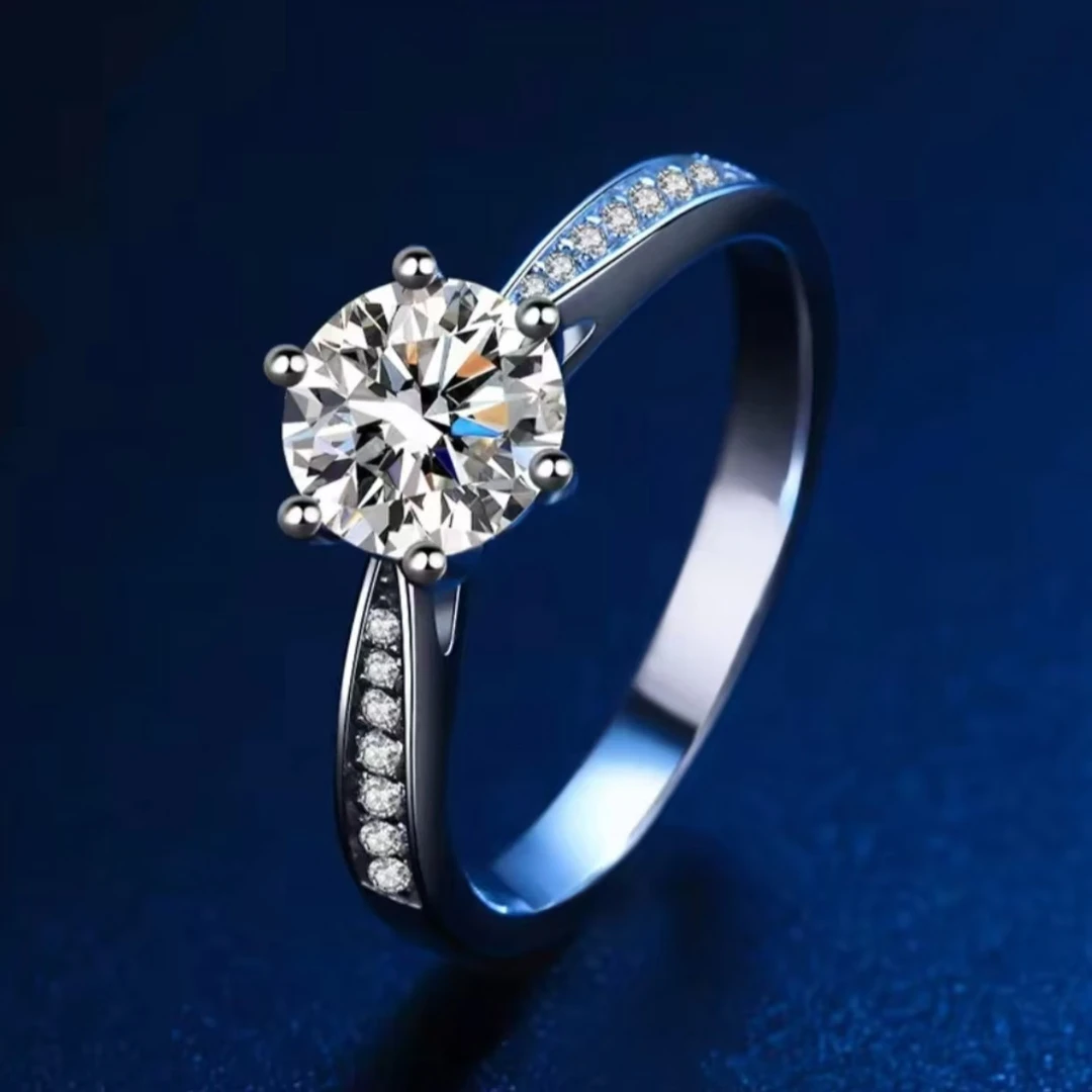 925银戒指 周家微镶六爪