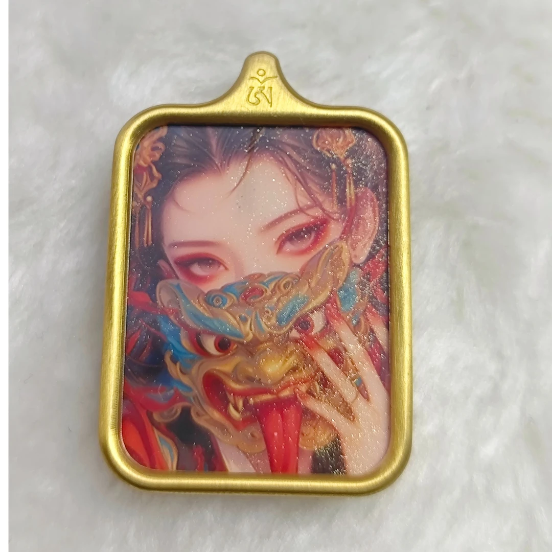 【方块】唐卡方块坠钛钢吊坠独特画工