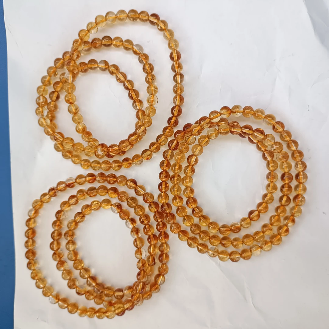 【书记甄选】天然黄水晶三圈手链 多样式发一件 约6mm KG004