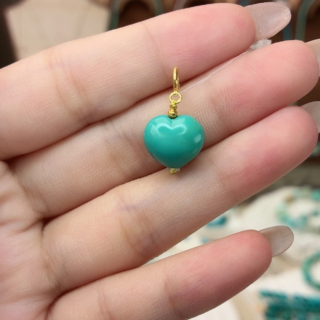 绿松石18K金镶嵌吊坠(不含链)