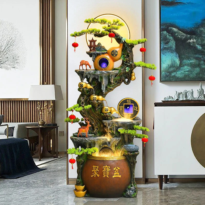 假山流水摆件循环水根雕景观客厅山水落地创意办公室开业乔迁送礼