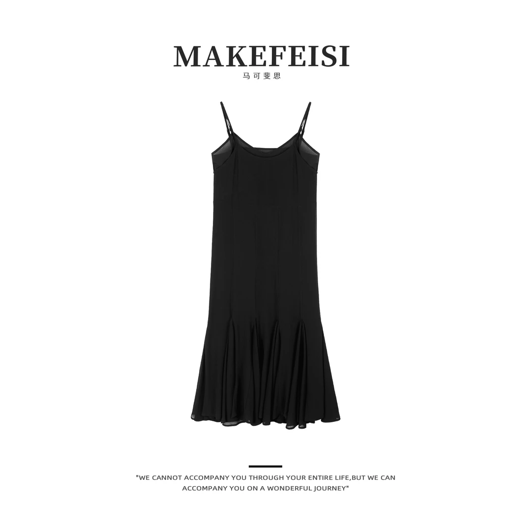 钢琴键|工艺款!!多裁片拼接大用料鱼尾吊带裙LYQ450