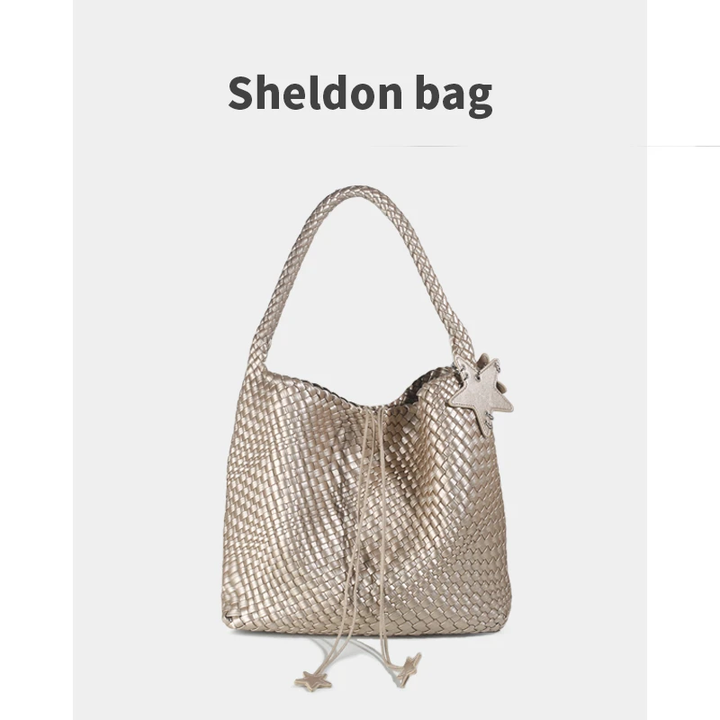 Sheldonbag 2025设计春夏编织托特包大容量通勤手提单肩包女时尚