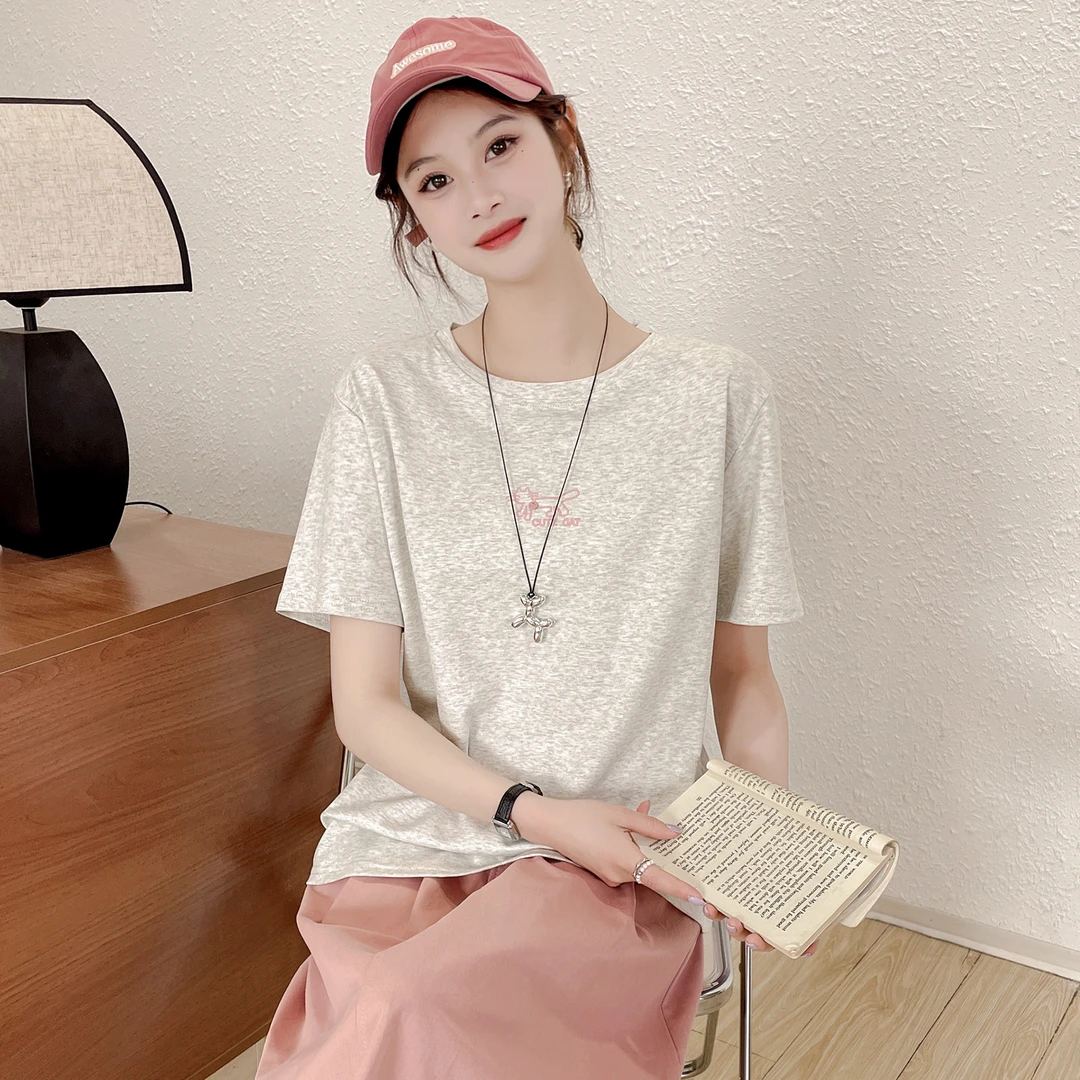 苏醒的乐园t恤女夏装新款95棉SXT53018宽松版刺绣小猫咪