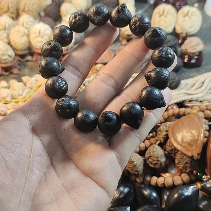 文玩核桃吊坠黑金鼠手串16mm