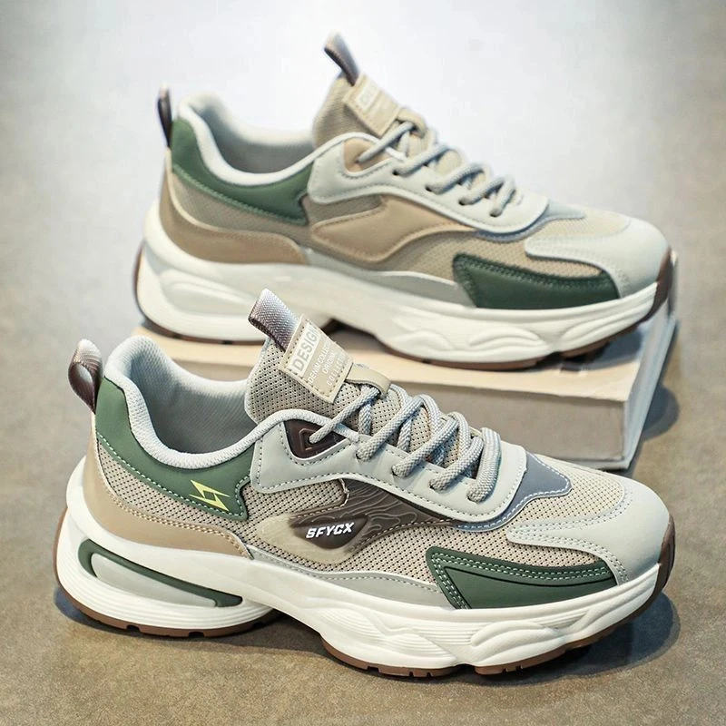 025RF男鞋透气百搭耐磨网面运动休闲厚底青少年老爹潮鞋