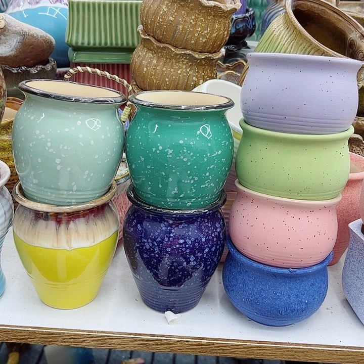 多肉绿植陶瓷花盆9.9包邮，有孔