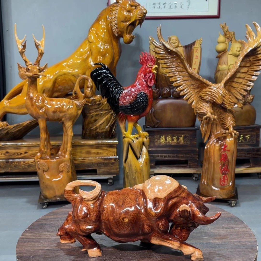 香榧木根雕摆件工艺品牛