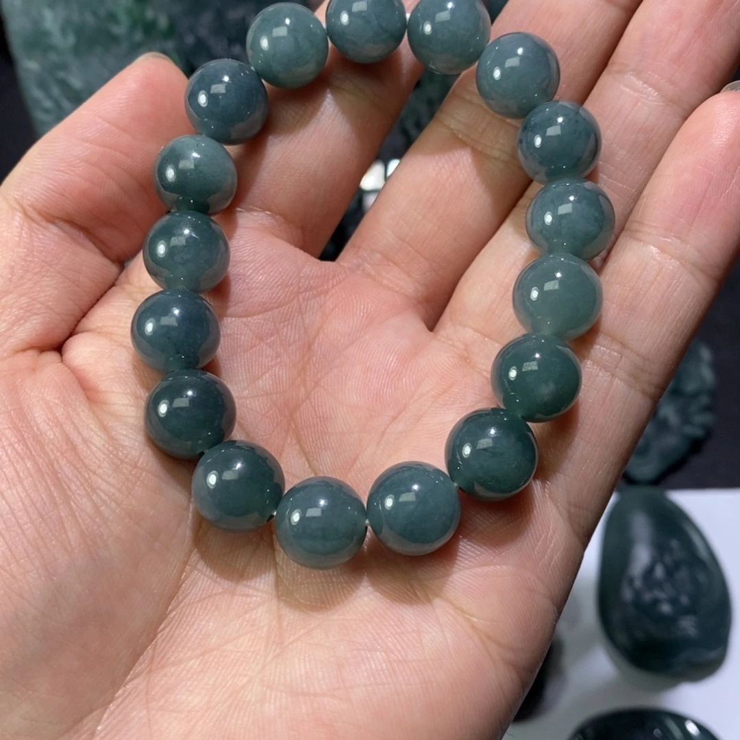 定制翡翠未镶嵌12mm圆珠手串