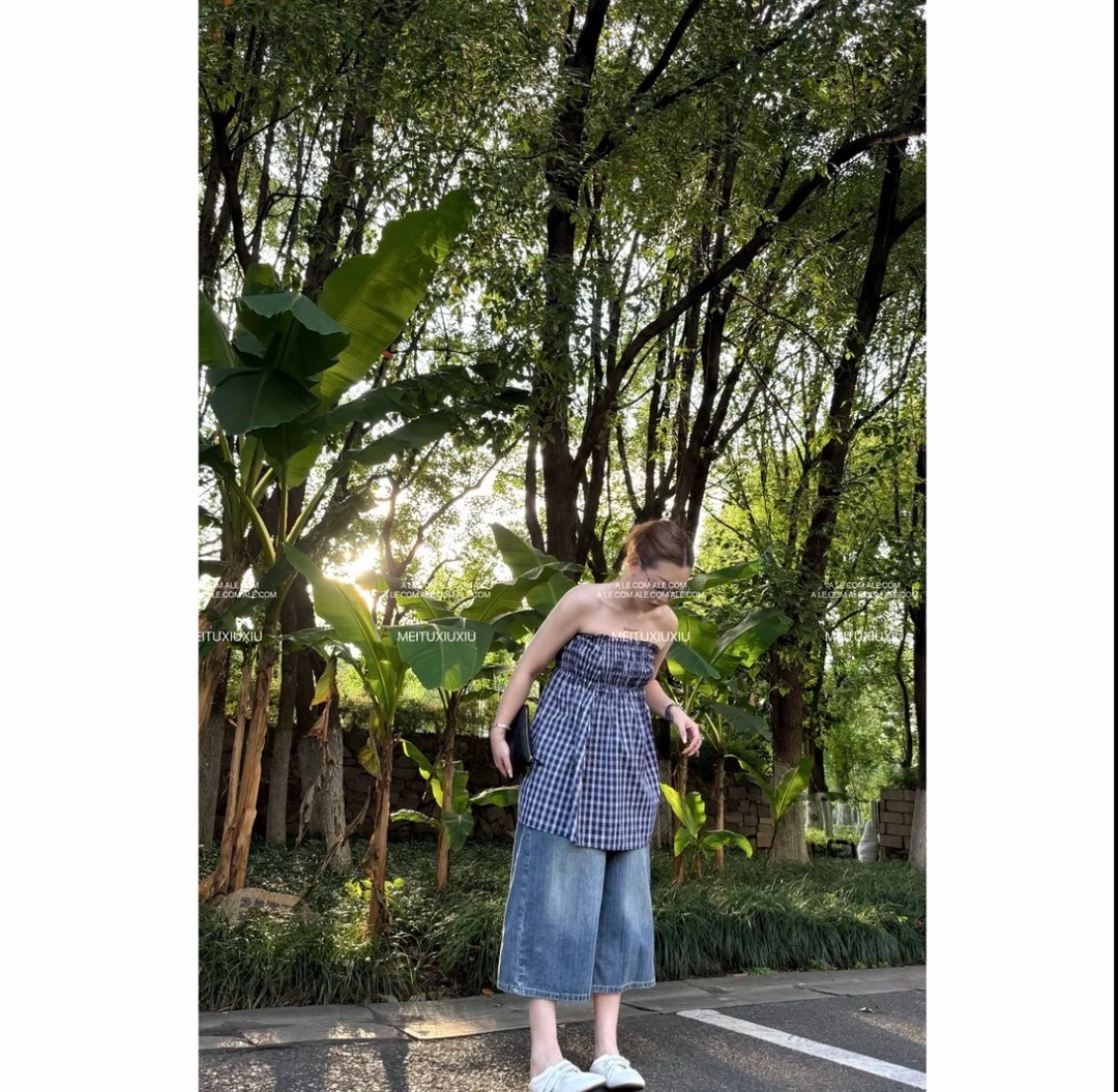 【阿乐家】大码微胖“格林尼治”设计感小众两穿打揽格纹半身裙