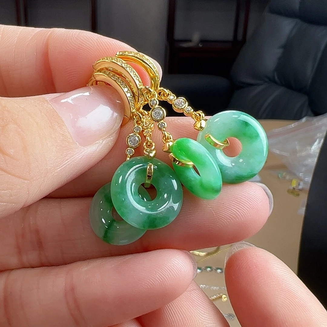 银S925镶嵌翡翠耳饰耳饰多样性发货一副