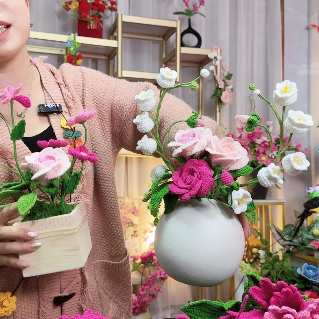纯手工钩织手工钩织设计盆栽
