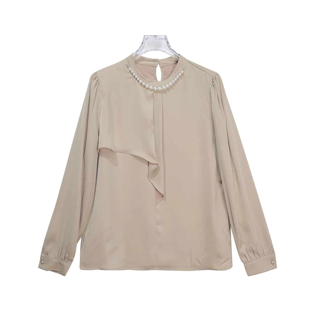 X920【上新】法式高级感别致钉珠纯色气质高档衬衫上衣3Q