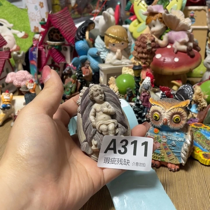 寒***冰摆件孤品老货微瑕瓷