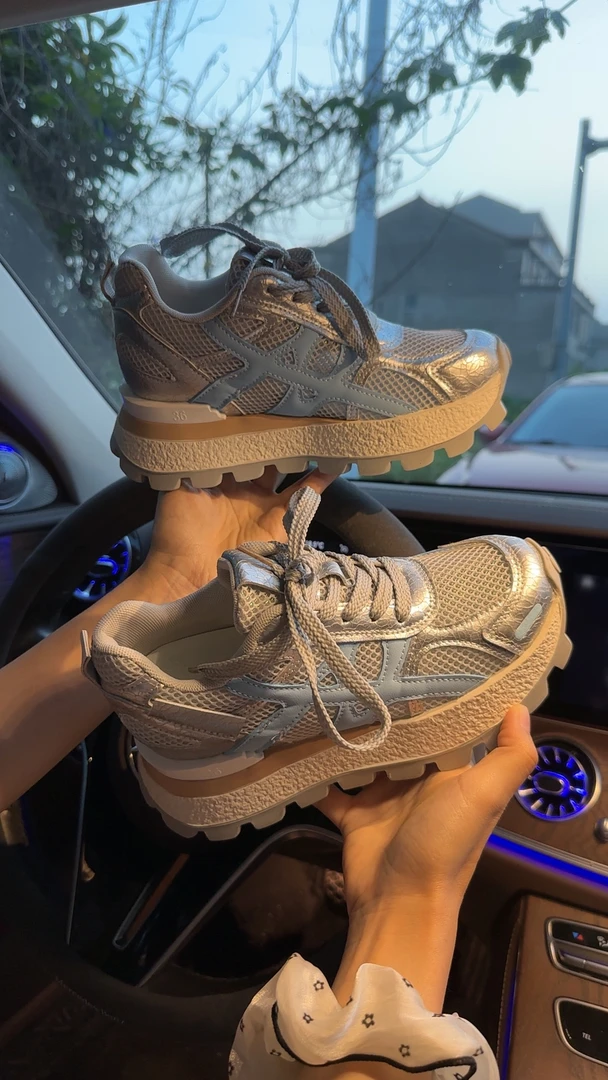 网面鞋子内增高厚底透气时尚休闲鞋运动鞋增高系带潮鞋女鞋