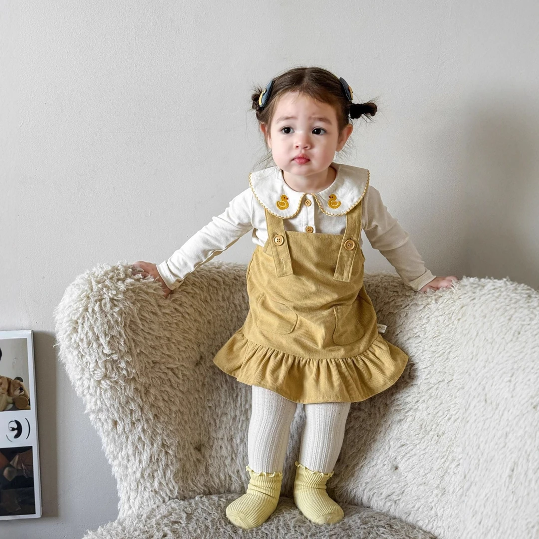 D5173女童连衣裙秋装2025新款儿童长袖背带裙女宝宝裙子一周岁