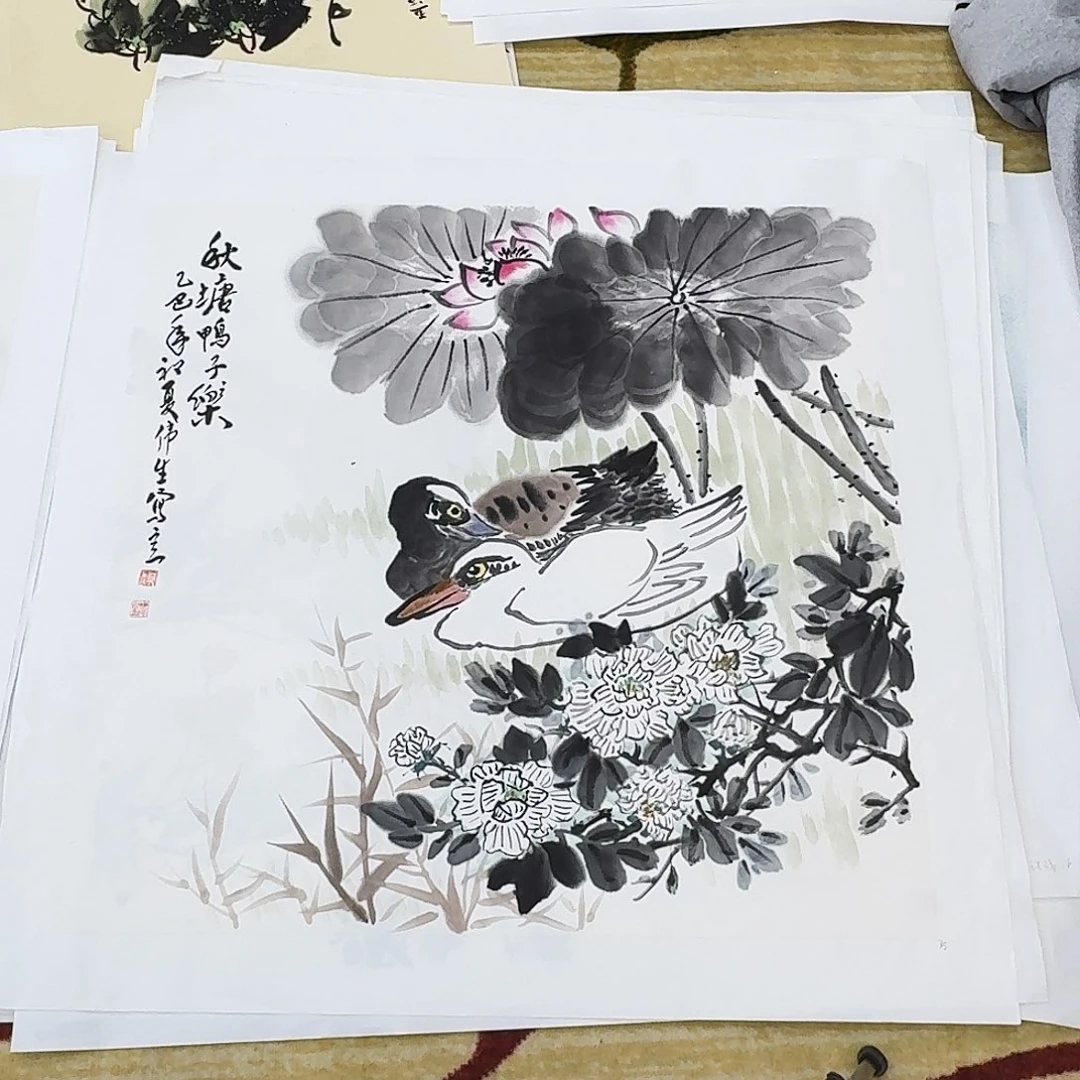国画四尺斗方手绘作品