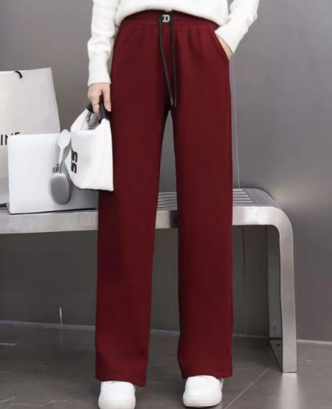 5815 女士木耳绒直筒拖地裤 LJ