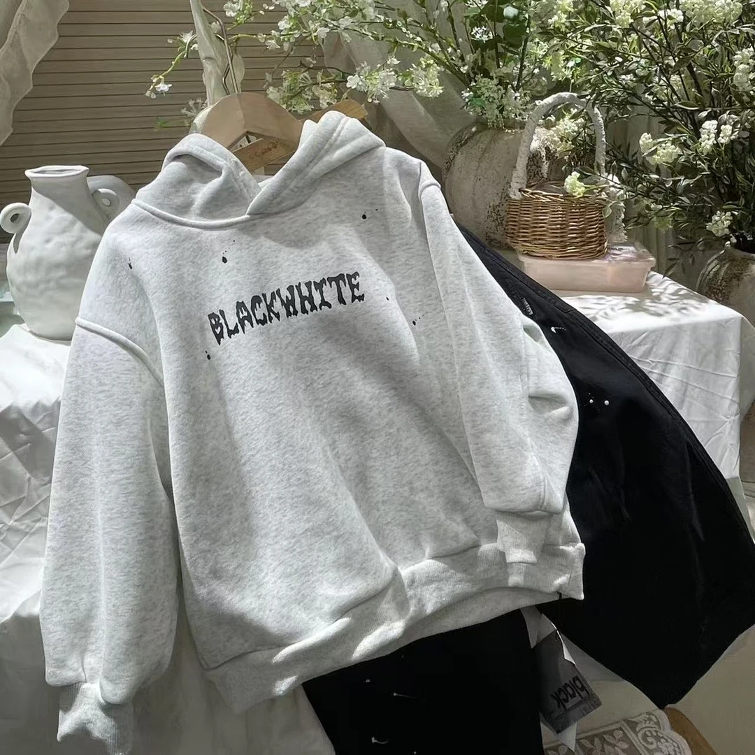 E4-3。66222连帽一体绒卫衣冬款童装