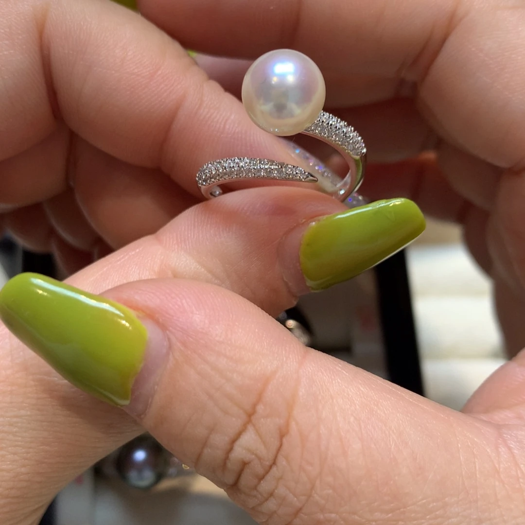 海水珍珠戒指银S925镶嵌