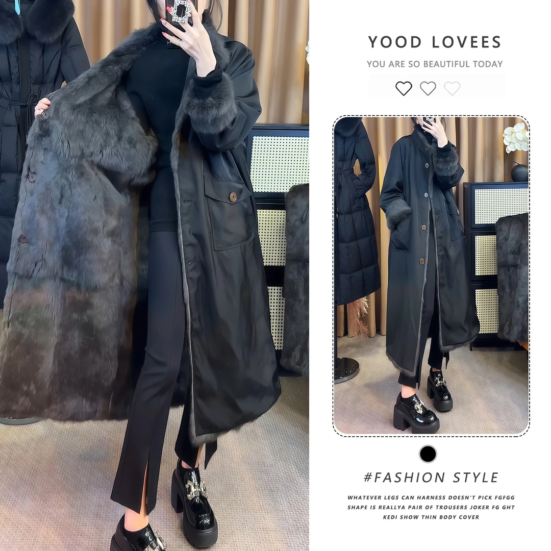 时尚加厚保暖中长款短外套冬季新款洋气显瘦中长款立领双面穿上衣