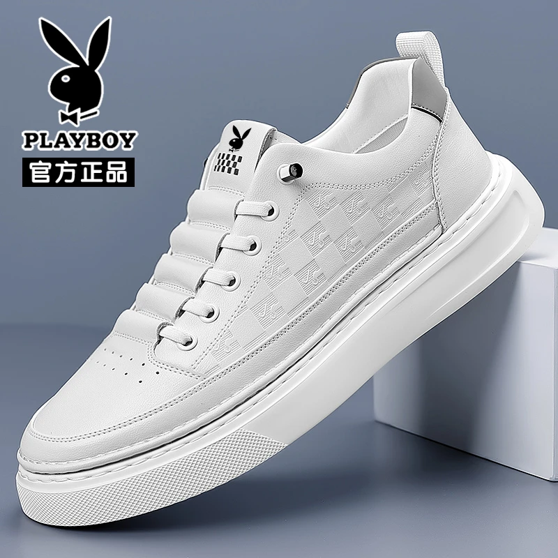 花花公子男鞋秋冬款百搭软底小白鞋爆款痞帅休闲皮鞋板鞋鞋子男款
