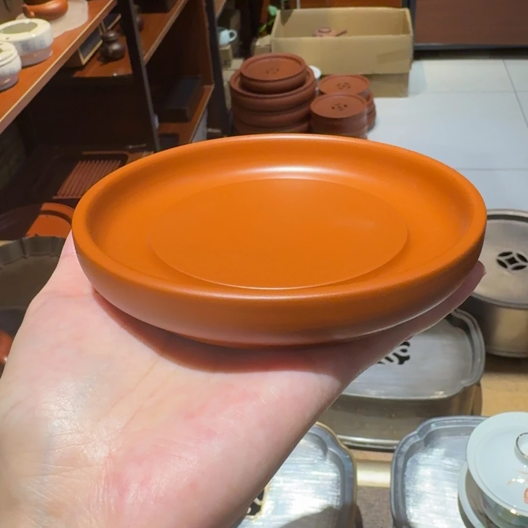 潮州老安顺圆底朱泥手拉壶承12cm
