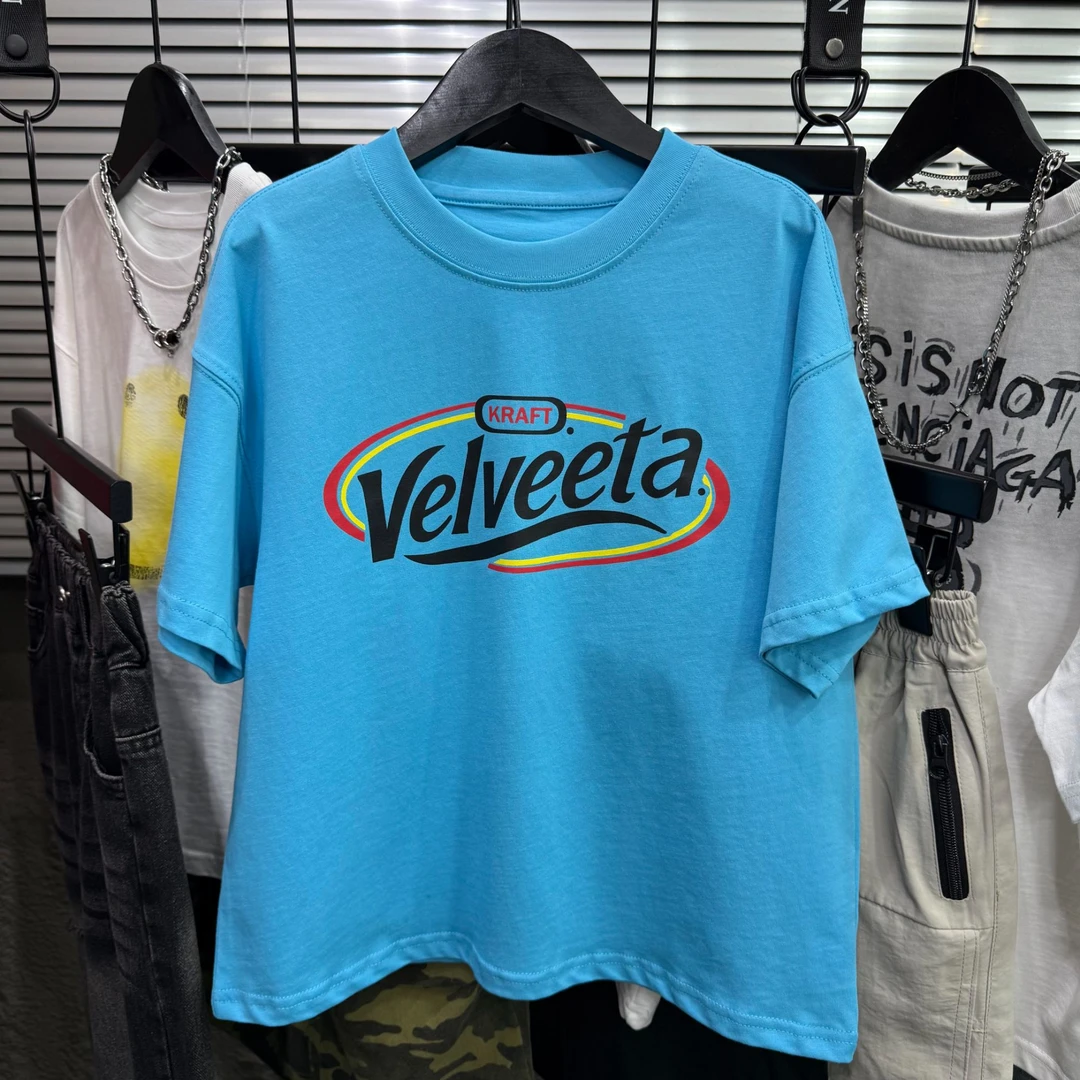 【元素kids】韩国蓝色儿童夏季纯棉短袖大童百搭时尚宽松潮流印花