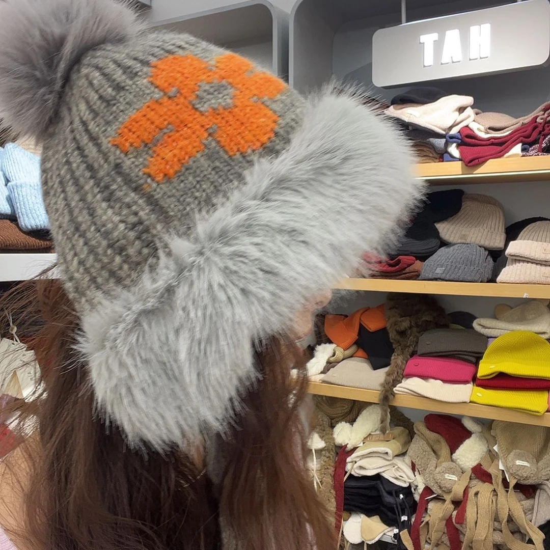 棉涤纯棉灰色花花包头帽