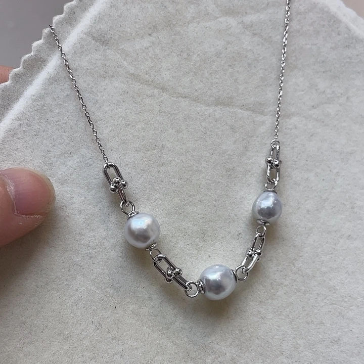 海水珍珠银S925镶嵌颈饰