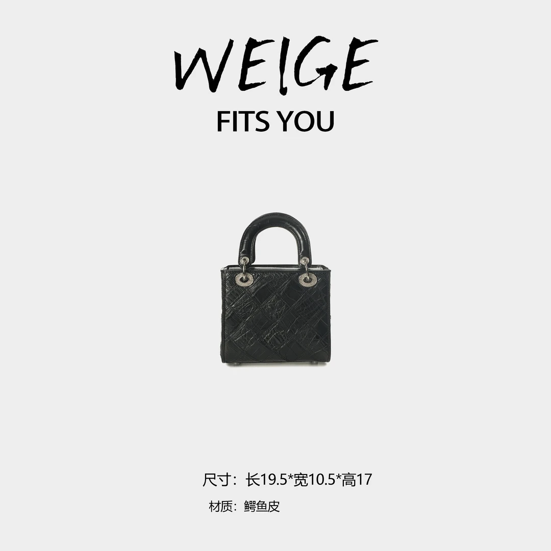 WEIGE【Lady】鳄鱼皮手提单肩斜挎包BV5061-黑色