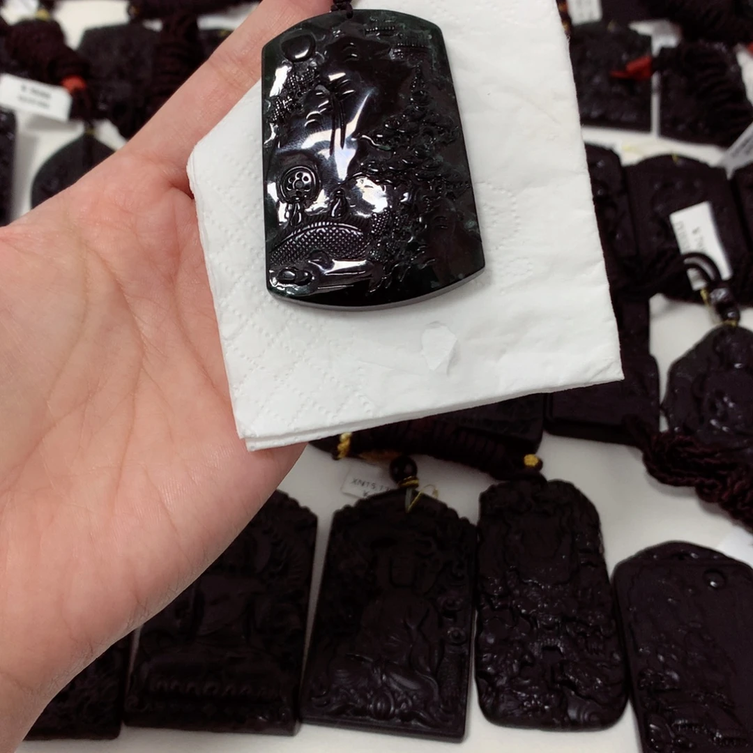 翡翠未镶嵌挂件天然a货钢琴黑挂件