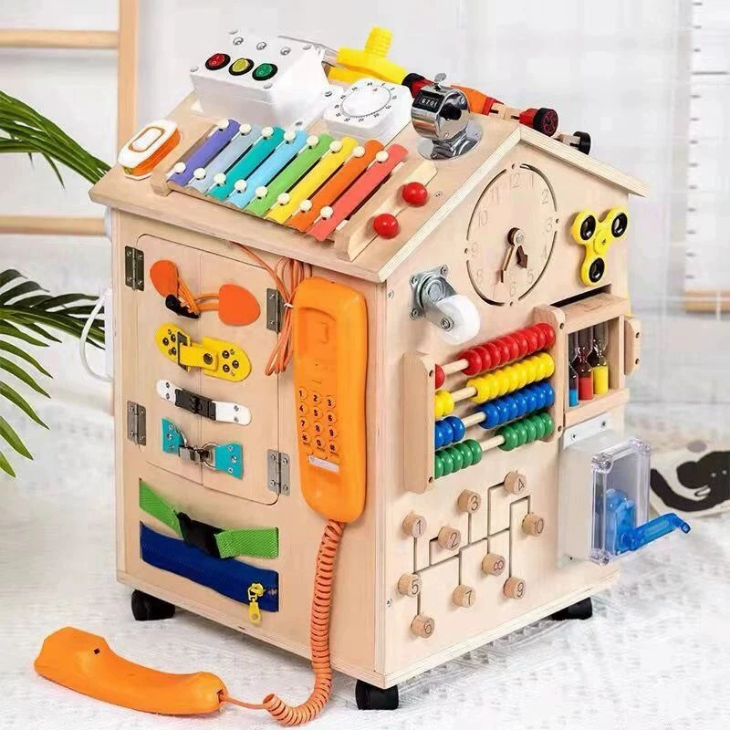 【双旦礼物】蒙氏宝宝忙碌屋百宝箱diy配件开锁穿衣敲琴儿童早教