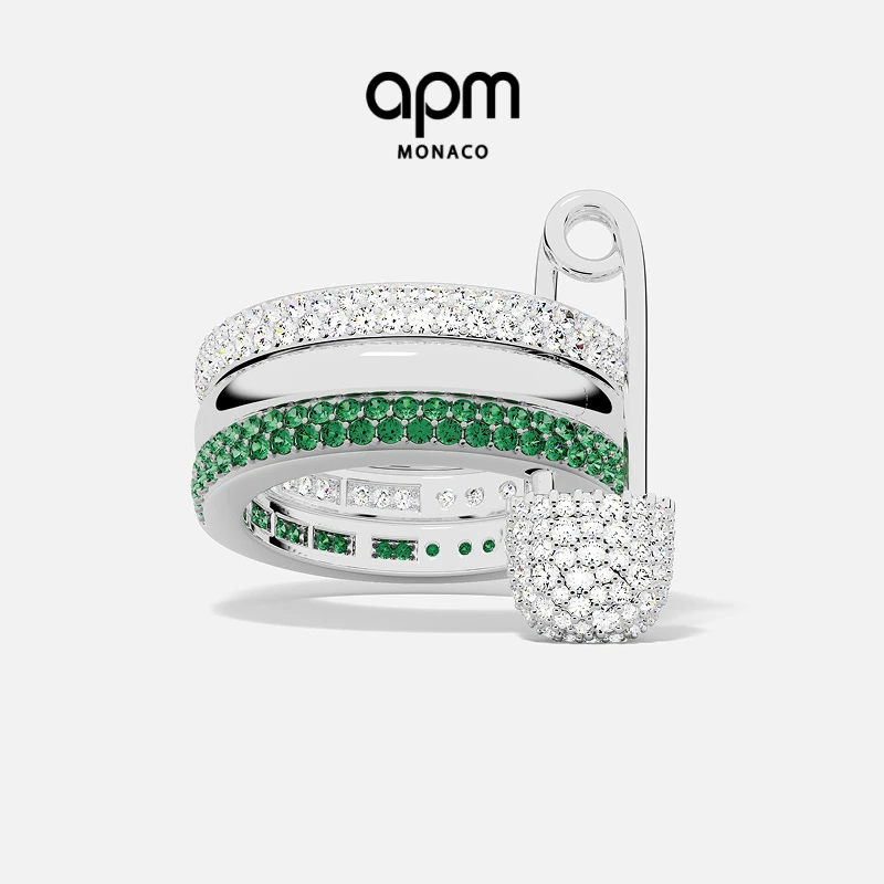 APM Monaco 三圈别针戒指生日礼物轻奢小众高级感银饰