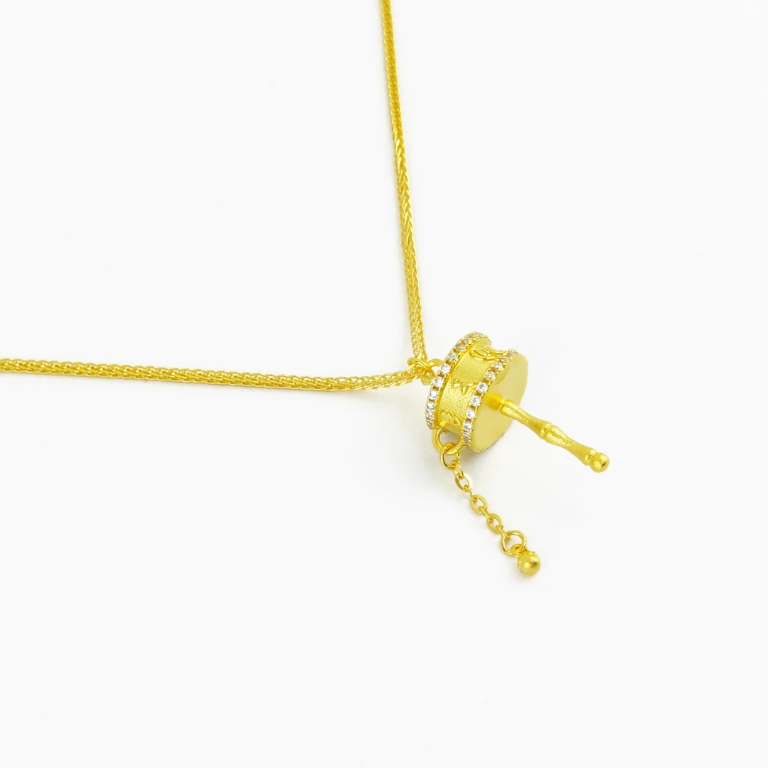 坠链均足银 足银999拨浪鼓项链套链锁骨链高级感小众时尚百搭女款