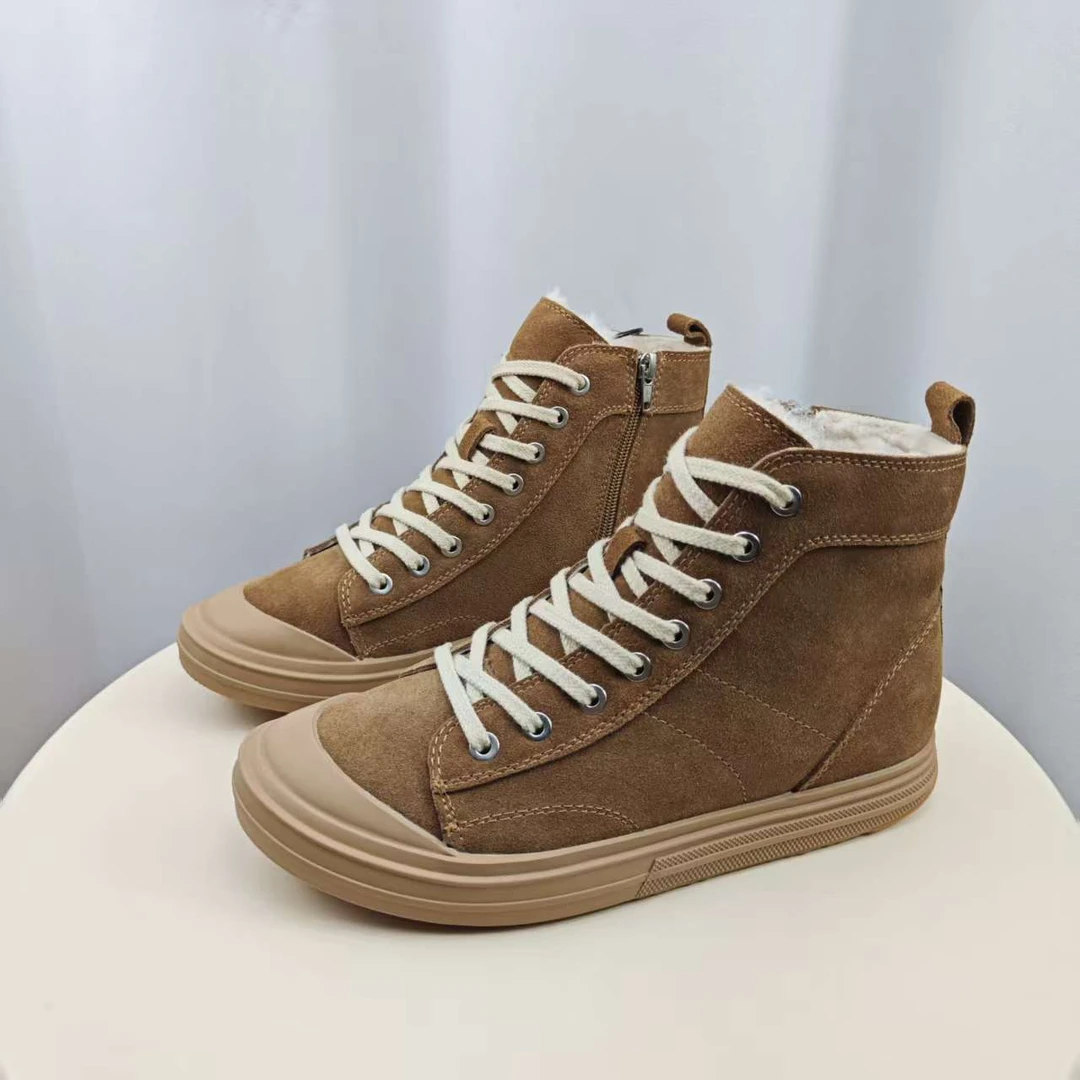 SGIRL TWTW复古加绒高帮鞋女2025秋冬百搭时尚侧拉链学生休闲鞋潮