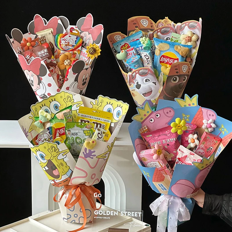 六一儿童节礼物卡通零食花束DIY手工材料包装纸全套diy送小孩礼品