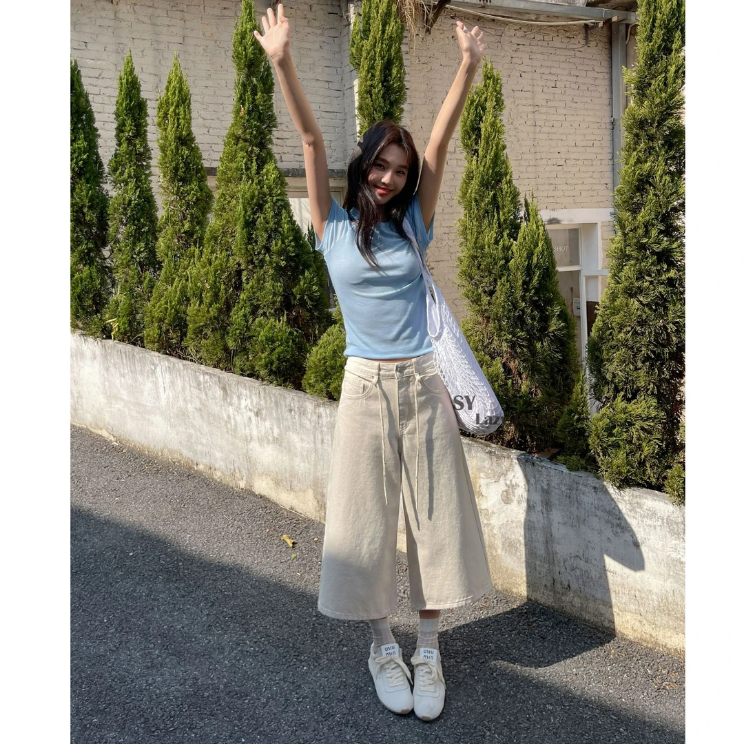 十三行SY-夏季福秒基础简约九分直筒牛仔裤#6176