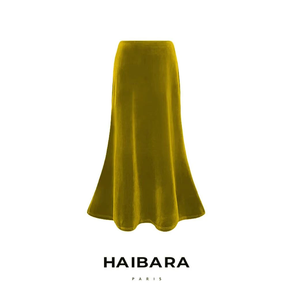 【丝绒半身裙】赫本风小黑裙不开叉显瘦半裙