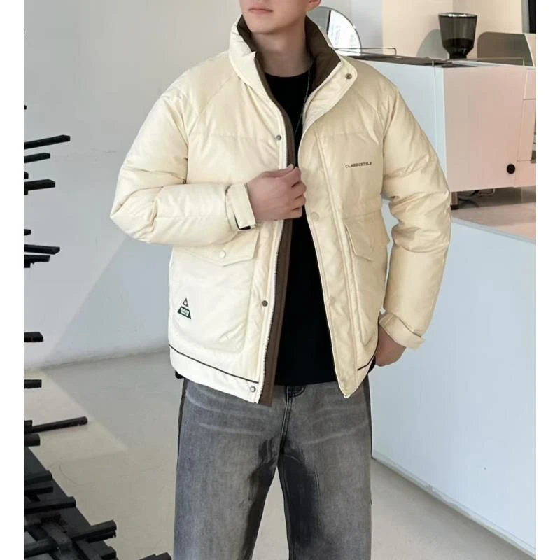 冬季新款时尚潮流免洗百搭小立领加厚保暖外套#666