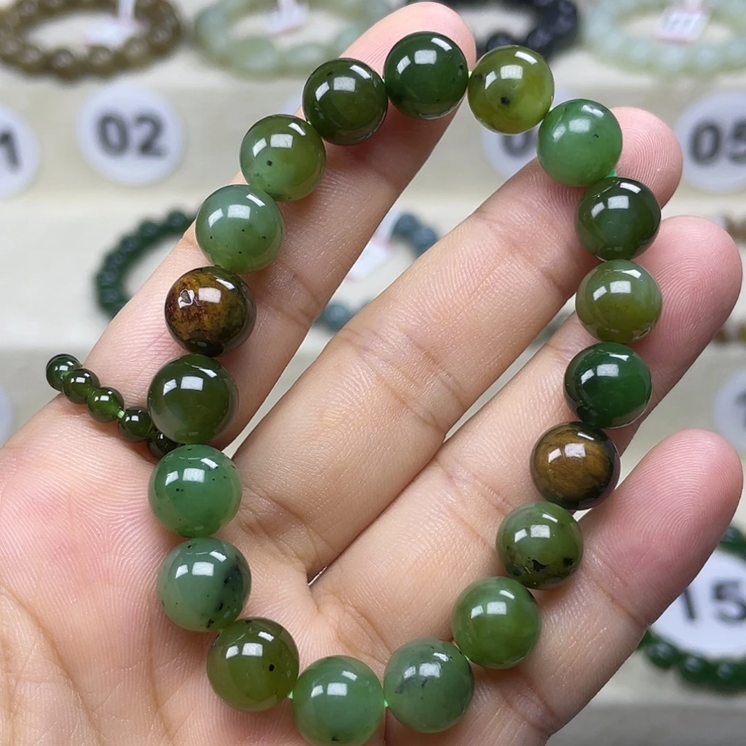 和田玉未镶嵌手串碧籽卡10