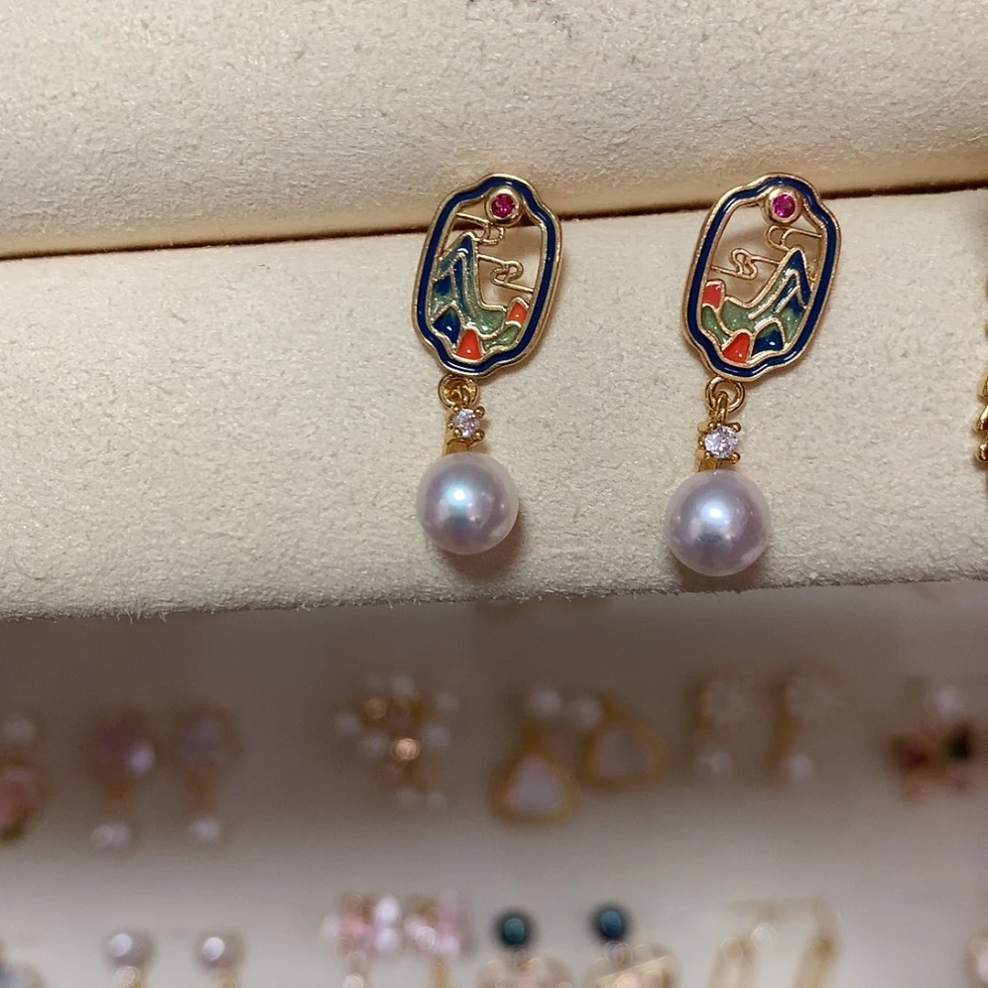 淡水珍珠耳饰合金