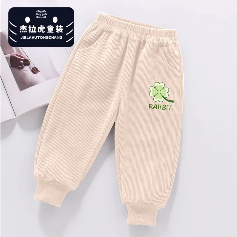 女孩裤子2025新款薄款灯芯绒儿童亲肤运动裤中大童洋气长裤