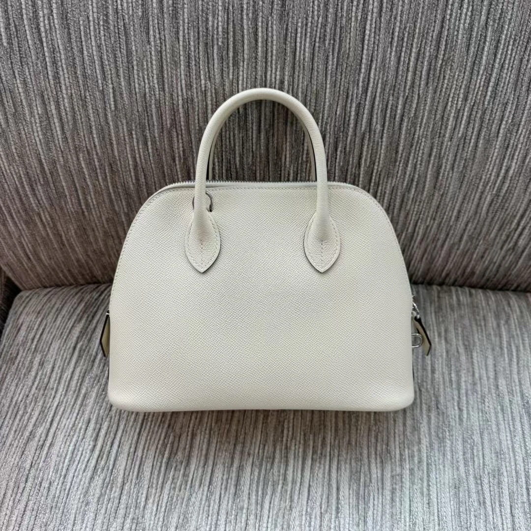 99新 Hermes/爱马仕 爱马仕奶油白保龄球包