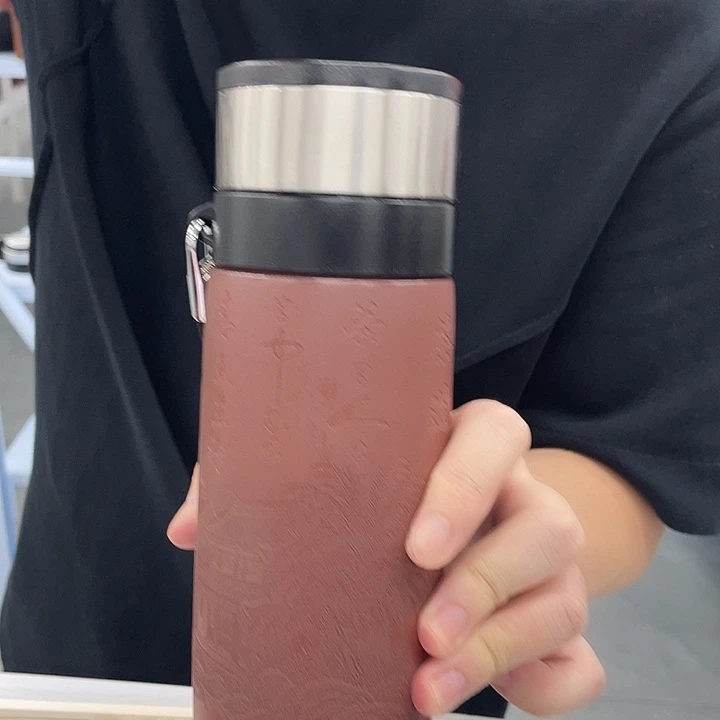 茶杯紫砂龙血砂双层车载杯刻绘茶道