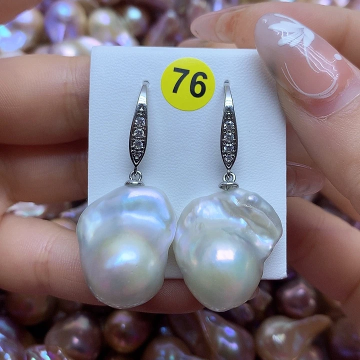 淡水珍珠耳饰银S925镶嵌